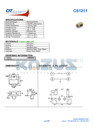 CS1211 datasheet - CIT SWITCH