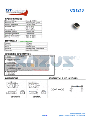 CS1213AGF160 datasheet - CIT SWITCH