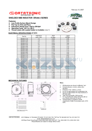 DR358-2-103 datasheet - SHIELDED SMD INDUCTOR