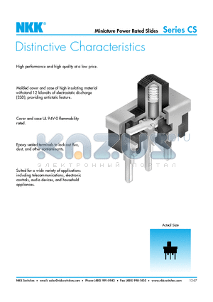 CS12ANW03 datasheet - Miniature Power Rated Slides