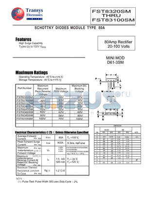 FST8335SM datasheet - SCHOTTKY DIODES MODULE TYPE 80A