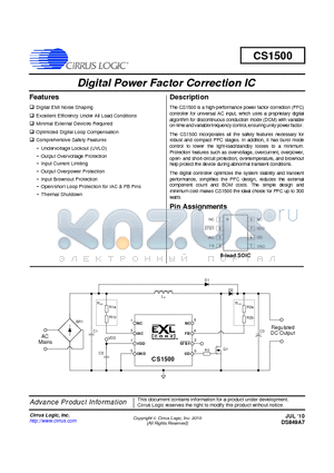 CS1500-FSZ datasheet - Digital Power Factor Correction IC