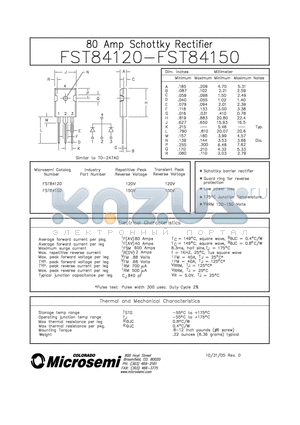 FST84120 datasheet - 80 AMP SCHOTTKY RECTIFIER