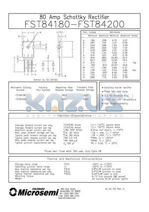 FST84200 datasheet - 80 AMP SCHOTTKY RECTIFIER