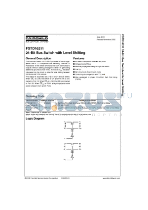 FSTD16211MTD datasheet - 24-Bit Bus Switch with Level Shifting