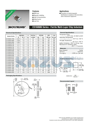 CS160808-47NK datasheet - Ferrite Multi-Layer Chip Inductors