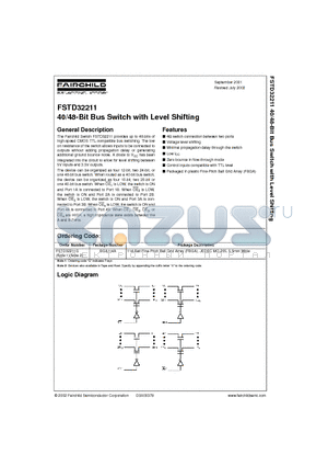 FSTD32211 datasheet - 40/48-Bit Bus Switch with Level Shifting