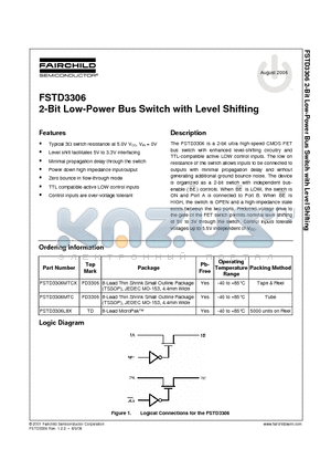 FSTD3306L8X datasheet - 2-Bit Low-Power Bus Switch with Level Shifting