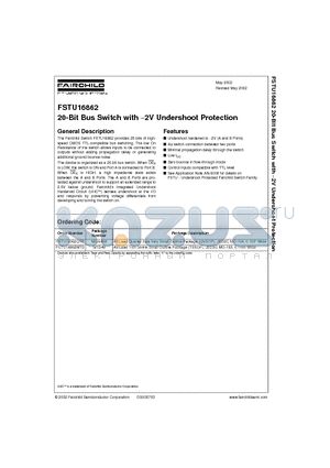 FSTU16862MTD datasheet - 20-Bit Bus Switch with -2V Undershoot Protection