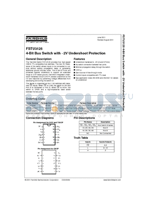 FSTU3125M datasheet - 4-Bit Bus Switch with -2V Undershoot Protection