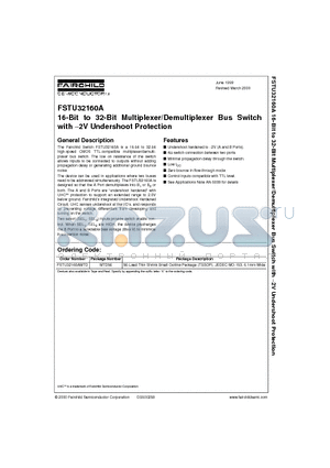 FSTU32160AMTD datasheet - 16-Bit to 32-Bit Multiplexer/Demultiplexer Bus Switch