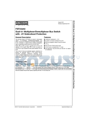 FSTU3253M datasheet - Dual 4:1 Multiplexer/Demultiplexer Bus Switch