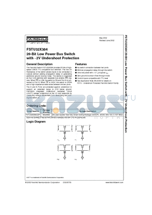 FSTU32X384 datasheet - 20-Bit Low Power Bus Switch with -2V Undershoot Protection