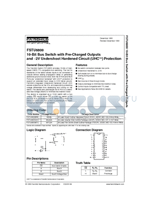 FSTU6800WM datasheet - 10-Bit Bus Switch with Pre-Charged Outputs and −2V Undershoot Hardened Circuit (UHC) Protection