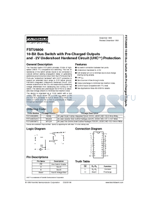 FSTU6800QSC datasheet - 10-Bit Bus Switch with Pre-Charged Outputs and −2V Undershoot Hardened Circuit (UHC) Protection