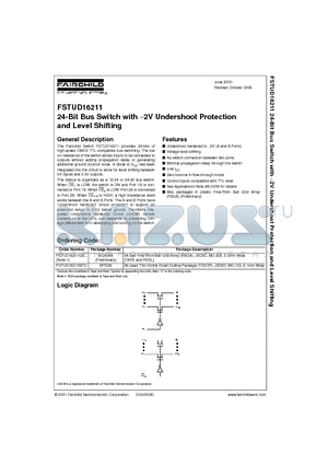FSTUD16211 datasheet - 24-Bit Bus Switch with −2V Undershoot Protection and Level Shifting