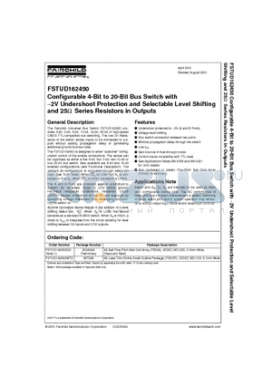 FSTUD162450GX datasheet - Configurable 4-Bit to 20-Bit Bus Switch with -2V Undershoot Protection and Selectable Level Shifting and 25 Series Resistors in Outputs