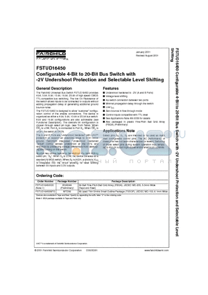 FSTUD16450MTD datasheet - Configurable 4-Bit to 20-Bit Bus Switch with -2V Undershoot Protection and Selectable Level Shifting