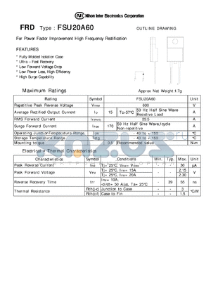 FSU20A60 datasheet - FRD - For Power Factor Improvement High Frequency Rectification