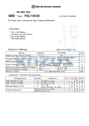 FSU10A30 datasheet - For Power Factor Improvement High Frequency Rectification