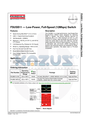FSUSB11L10X_09 datasheet - Low-Power, Full-Speed (12Mbps) Switch
