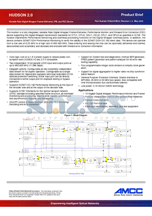 CS19203CBI20 datasheet - Variable Rate Digital Wrapper Framer/Deframer, PM, and FEC Device