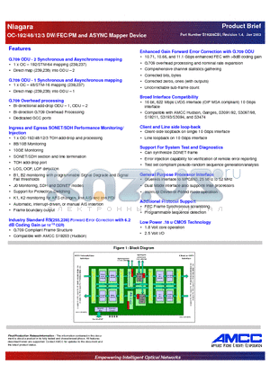 CS19208CBI datasheet - OC-192/48/12/3 DW/FEC/PM and ASYNC Mapper Device