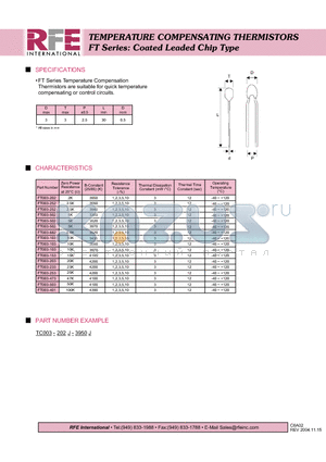 FT003-682 datasheet - TEMPERATURE COMPENSATING THERMISTORS FT Series: Coated Leaded Chip Type