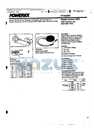 FT1000BV-75 datasheet - Phase Control SCR 1000 Amperes Avg 3000-4000 Volts