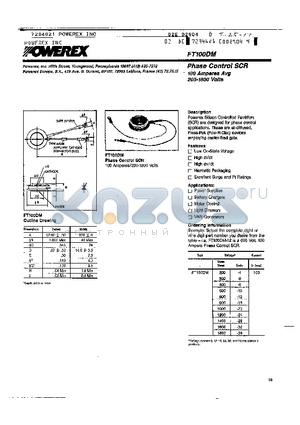 FT100DM-28 datasheet - Phase Control SCR 100 Amperes Avg 200-1800 Volts