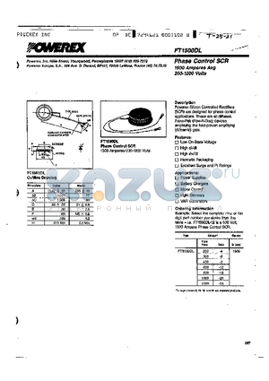 FT1500DL-16 datasheet - Phase Control SCR 1500 Amperes Avg 200-1200 Volts