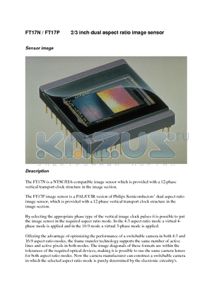 FT17P datasheet - 2/3 inch dual aspect ratio image sensor