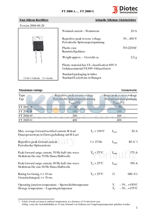 FT2000A datasheet - Fast Silicon Rectifiers