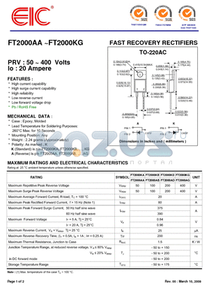 FT2000AD datasheet - FAST RECOVERY RECTIFIERS