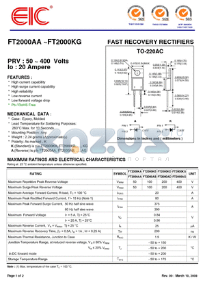 FT2000KB datasheet - FAST RECOVERY RECTIFIERS