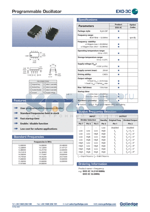 EXO-3C datasheet - Programmable Oscillator