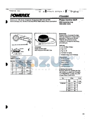FT2500BH-56 datasheet - Phase Control SCR 2500 Amperes Avg 1600-2800 Volts