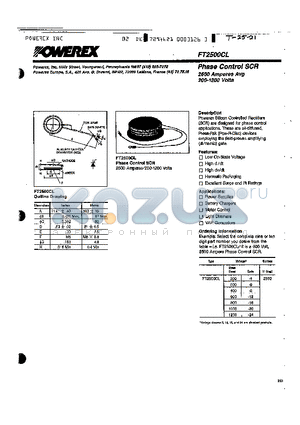 FT2500CL-6 datasheet - Phase Control SCR 2500 Amperes Avg 200-1200 Volts