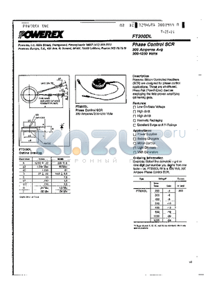 FT300DL datasheet - Phase Control SCR 300 Amperes Avg 200-1200 Volts