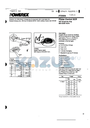 FT500A-40 datasheet - Phase Control SCR 400 Amperes Avg 800-2500 Volts