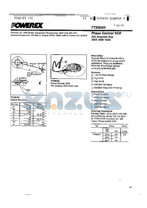FT500AH-80 datasheet - Phase Control SCR 320 Amperes Avg 3000-4000 Volts