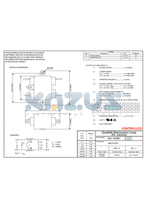 851-10007 datasheet - EMI FILTER