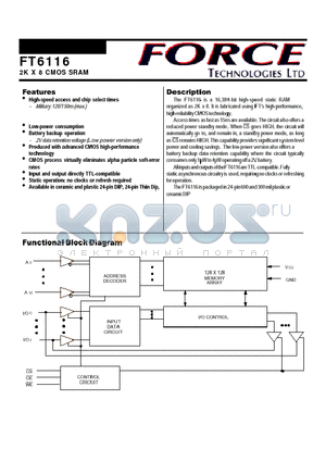 FT6116 datasheet - 2K X 8 CMOS SRAM