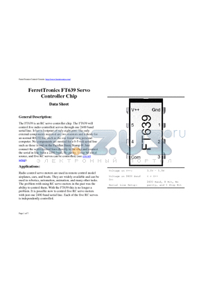 FT639 datasheet - Servo Controller Chip