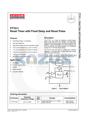FT7511 datasheet - Reset Timer with Fixed Delay and Reset Pulse