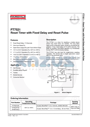 FT7521 datasheet - Reset Timer with Fixed Delay and Reset Pulse