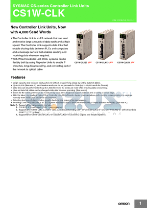 CS1W-CLK13 datasheet - SYSMAC CS-series Controller Link Units