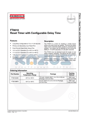 FT8010 datasheet - Reset Timer with Configurable Delay Time