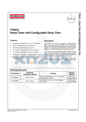 FT8010UMX datasheet - Reset Timer with Configurable Delay Time