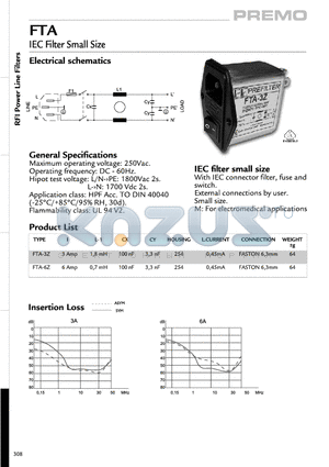 FTA-3Z datasheet - IEC Filter Small Size
